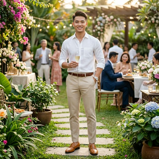 Gợi ý phối đồ nam — Sang trọng, mát mẻ — tham dự tiệc & đám cưới trong mùa nóng