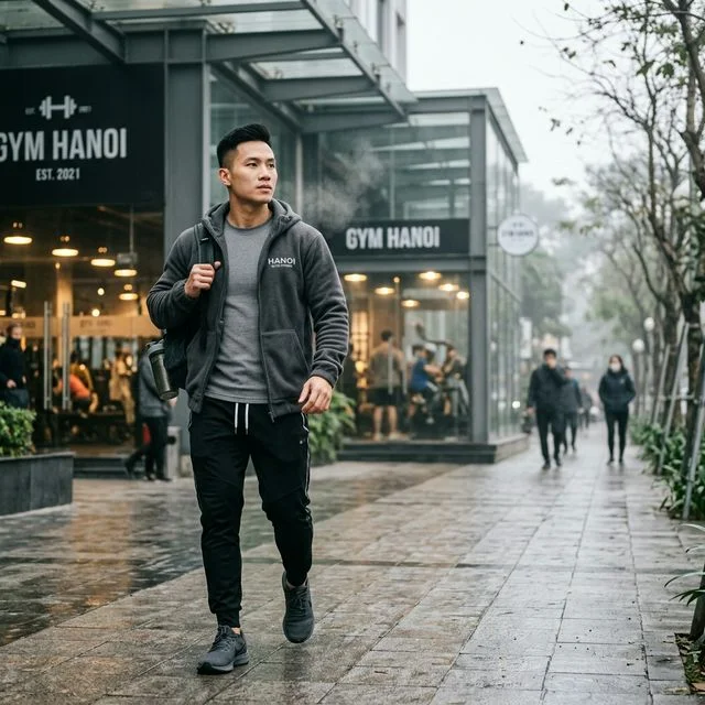 Gợi ý phối đồ nam — Giữ ấm từ nhà — bứt phá khi vào guồng tập